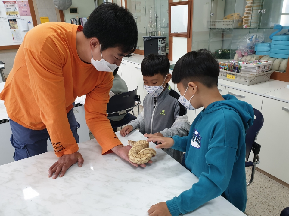 기산초등학교는 꿈끼탐색주간을 맞이하여 10월 27일(화), 기산초 과학실에서 액션하우스-찾아가는동물체험 프로그램을 실시하였다.