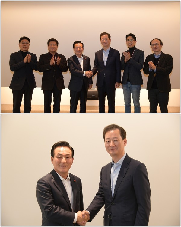 백성현 시장과 최은석 CJ제일제당 대표이사의 모습.(논산시 제공)