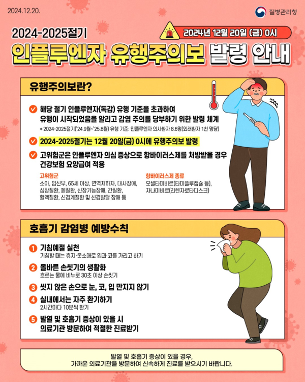 독감 환자 지속 증가…홍성군보건소 “신속한 예방 접종을”