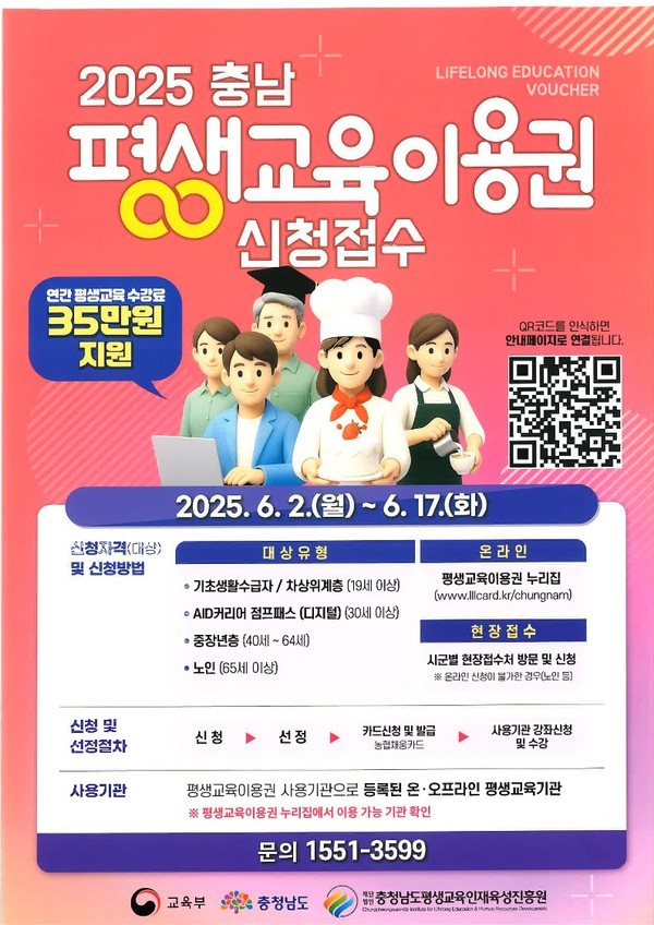 2025년 충남평생교육이용권 신청접수 홍보물