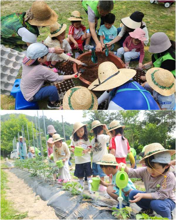 계룡시가 도시치유농업연구회와 함께 어린이를 대상으로 '도시농업 텃밭 생태 프로그램'을 운영했다.(사진제공=계룡시)