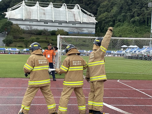 금산경찰서, 충청남도 의용소방대 혁신전진대회 4인조법 부문 3위 차지 (사진제공=금산소방서)