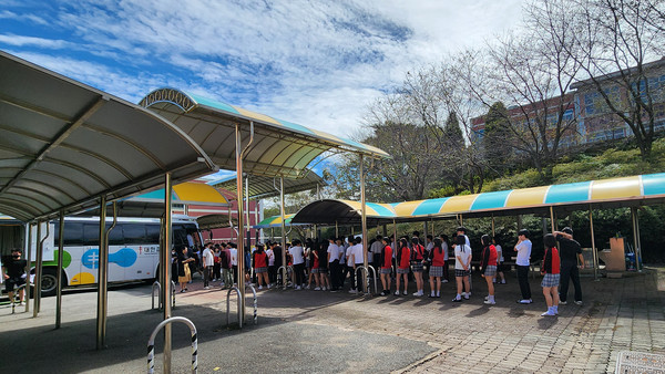 지난 9월 23일 서일중학교에서 진행된 하반기 결핵 검진(사진제공= 서산시)