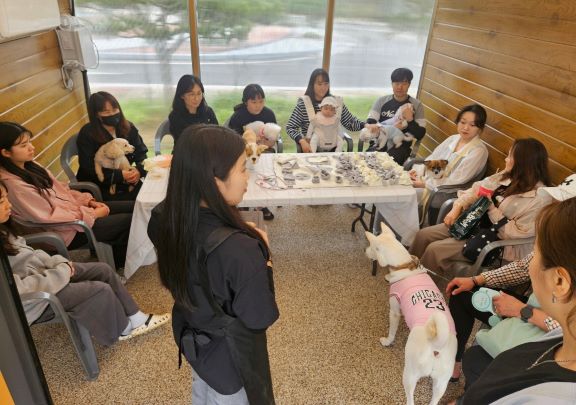 18일 펫빌리지 애견유치원에서 진행된 반려동물 문화교실 모습.   (사진제공=태안군)