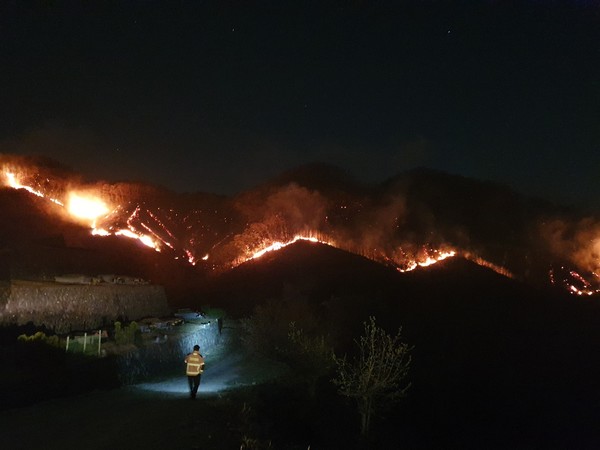 금산군 복수면 지량리 산불화재 현장사진 (사진제공=금산소방서)