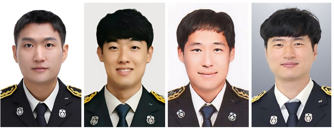 사진 왼쪽부터 이원규·강병주·이현호·임효근 소방위.(사진제공=대전소방본부)