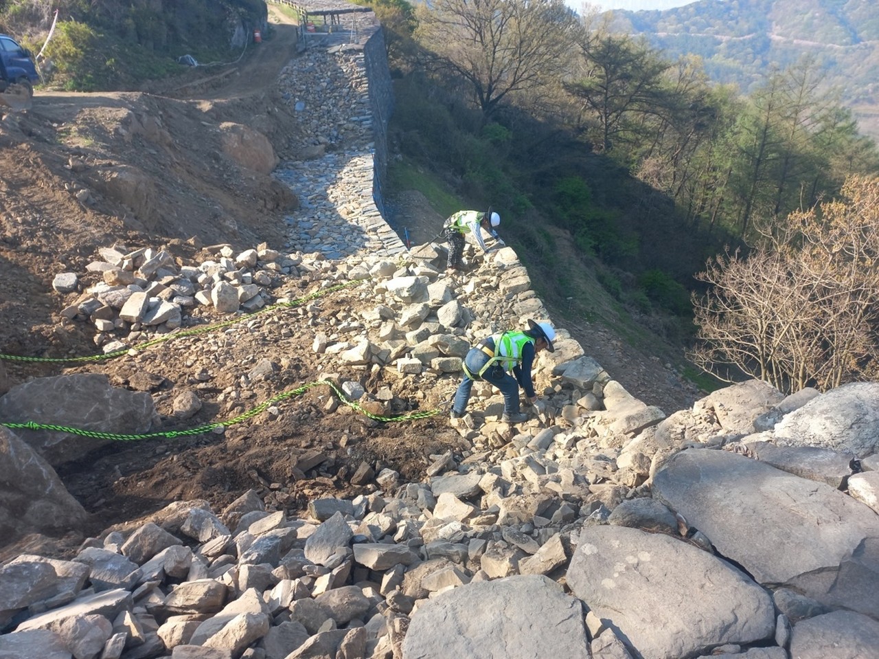 대전 계족산성의 서문지 북측 구간 보수공사가 재개됐다.(사진제공=대전시) 
