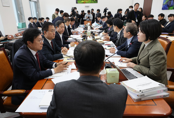 17일 서울 여의도 국회에서 열린 예산결산특별위원회 예산안 조정소위원회에서 한병도 소위원장이 회의를 주재하고 있다.[사진=연합뉴스]