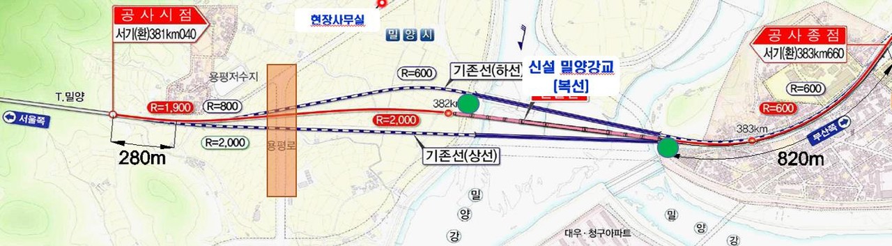 사업연장 2620m(토공 1924m+교량 2개소 696m). (사진제공=국가철도공단)