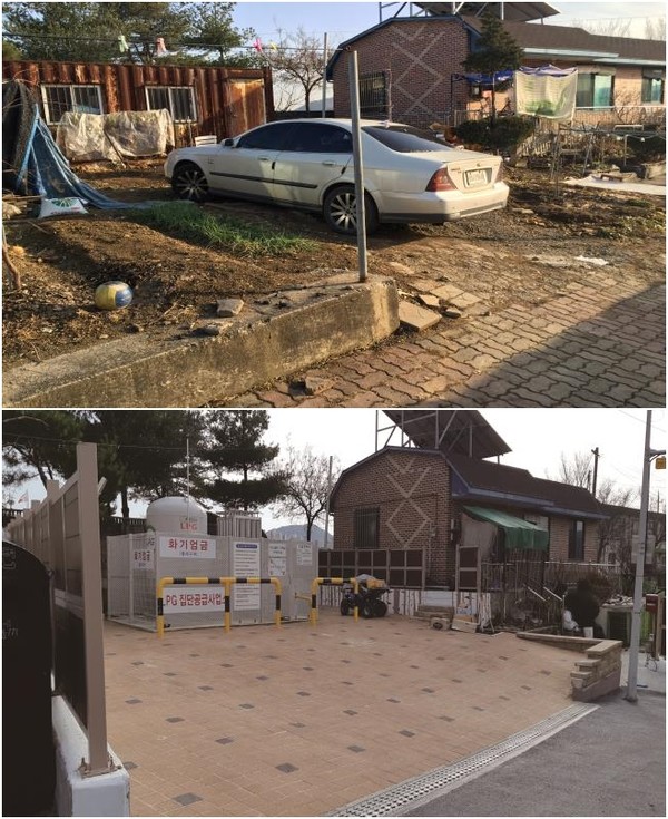 지난 2019년 영서동 새뜰마을 사업 전(위), 후(아래) (사진제공=제천시)