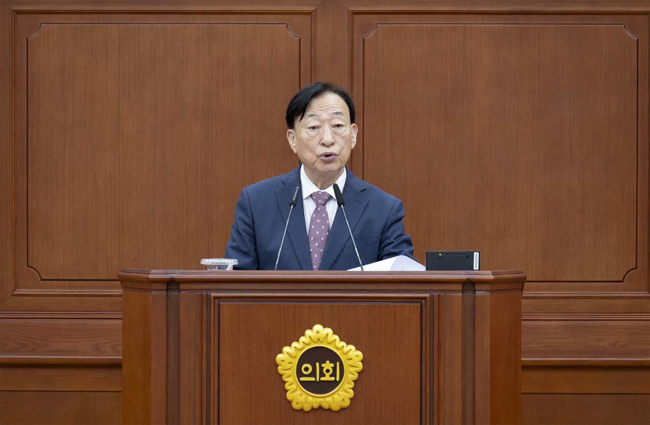 19일 설동호 대전교육감이 대전시의회 시정연설을 하는 모습. (사진제공=대전교육청)