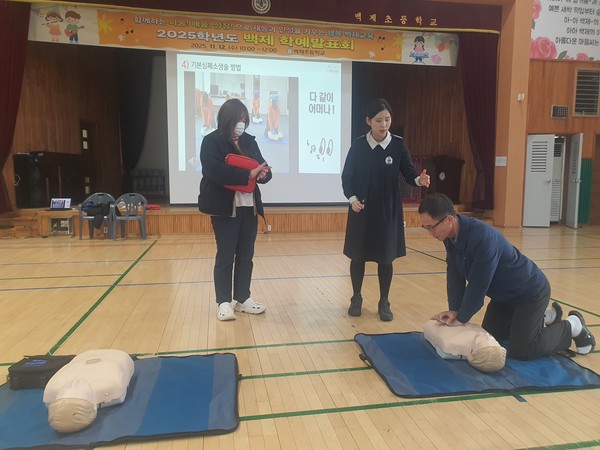 CPR 연수 장면(사진 제공=부여교육청)