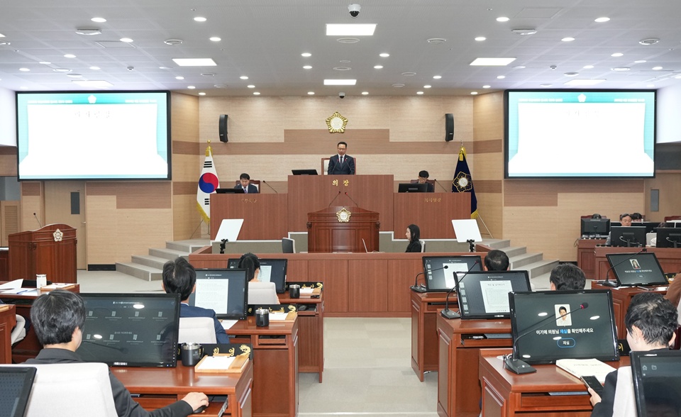 지난 제262회 아산시의회 임시회 회의 진행 장면(사진제공=아산시의회)