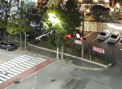 평상시 가로수에 가려 잘 보이지 않는 이정표 모습. (사진제공=독자)