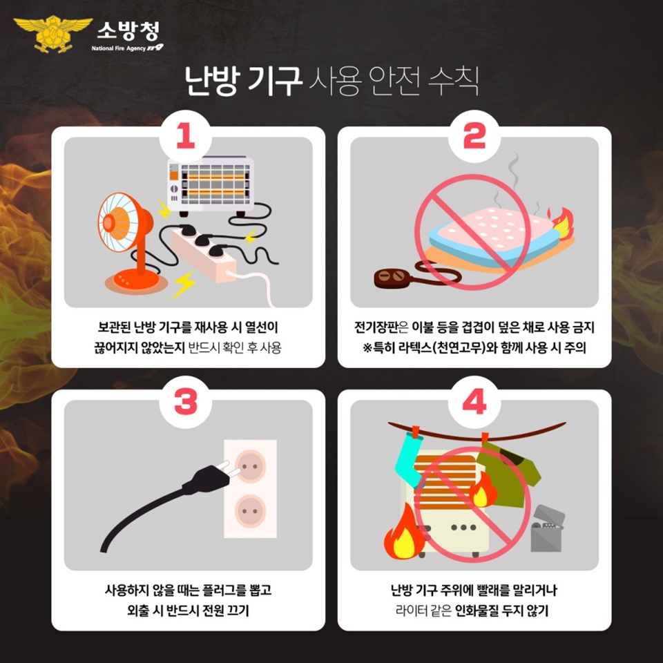 겨울철 전기화재 예방 홍보 포스터(아산소방서 제공)