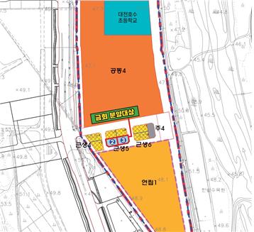 도안동 갑천지구 친수구역 분양대상 위치도. (사진제공=대전도시공사)
