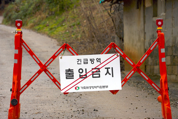 발병농가 출입금지 표시 (사진제공=당진시)