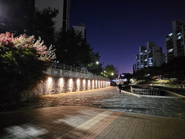 야간경관조명이 설치된 신부제3교. (사진제공=천안시)