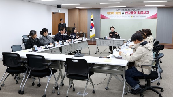 박미옥 충남도의원은 지난 27일 도의회에서 제3차 연구용역 최종 보고회를 개최하고, 이에 대한 ‘충남형 농촌 서비스 통합모델’에 대해 최종안을 제시했다.(사진제공=충남도 박미옥 의원)